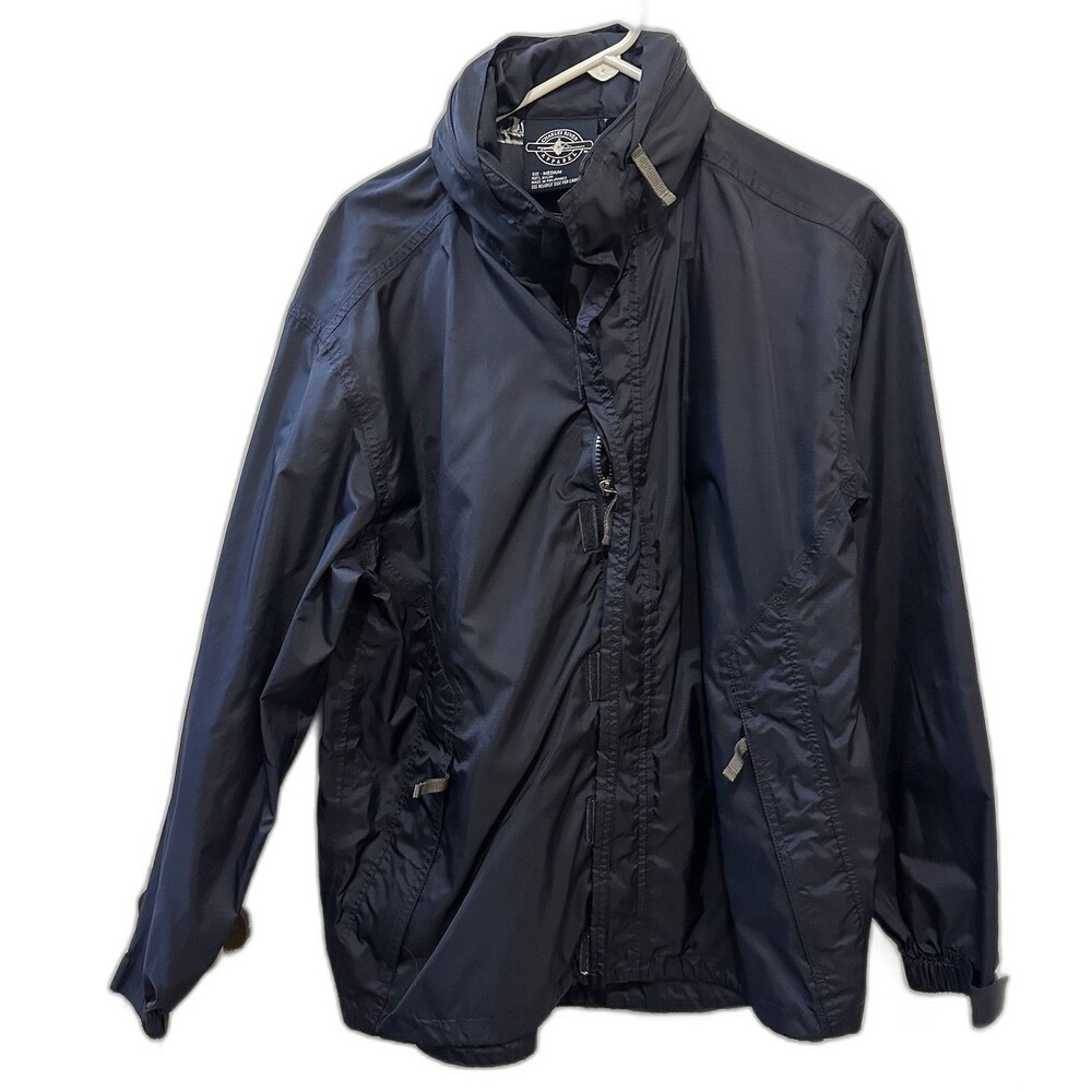 Charles River Navy Nylon Windbreaker Jacket Men’s Medium Lightweight Zip Up